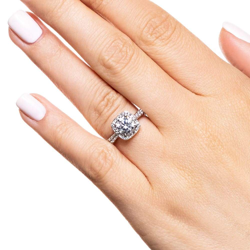 Vintage Halo Diamond Engagement Ring .37 Cttw 14K White Gold